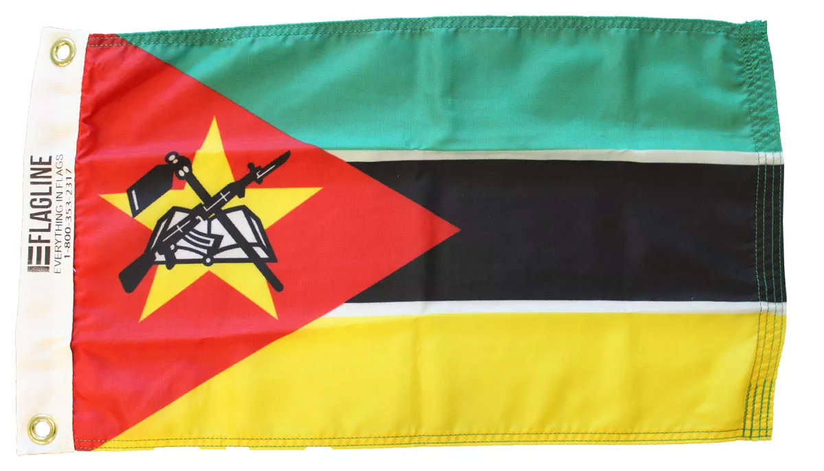 Mozambique - 12"X18" Nylon Flag - Nylon, Without Fringe, Grommets