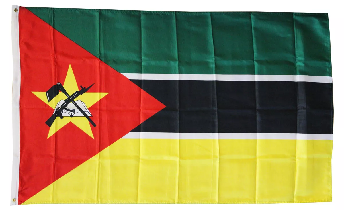 Mozambique - 3'X5' Polyester Flag - Lightweight Polyester, 3' x 5', Without Fringe, Grommets