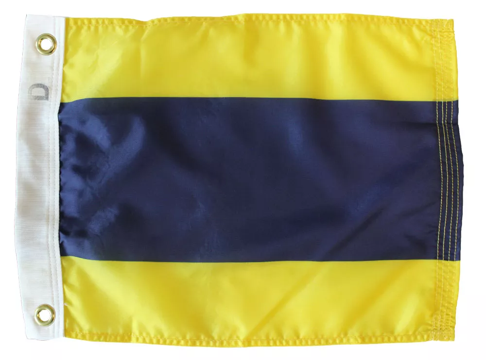 Letter D - Nautical Code Signal Nylon Flag  - Nylon, Grommets, Dyed