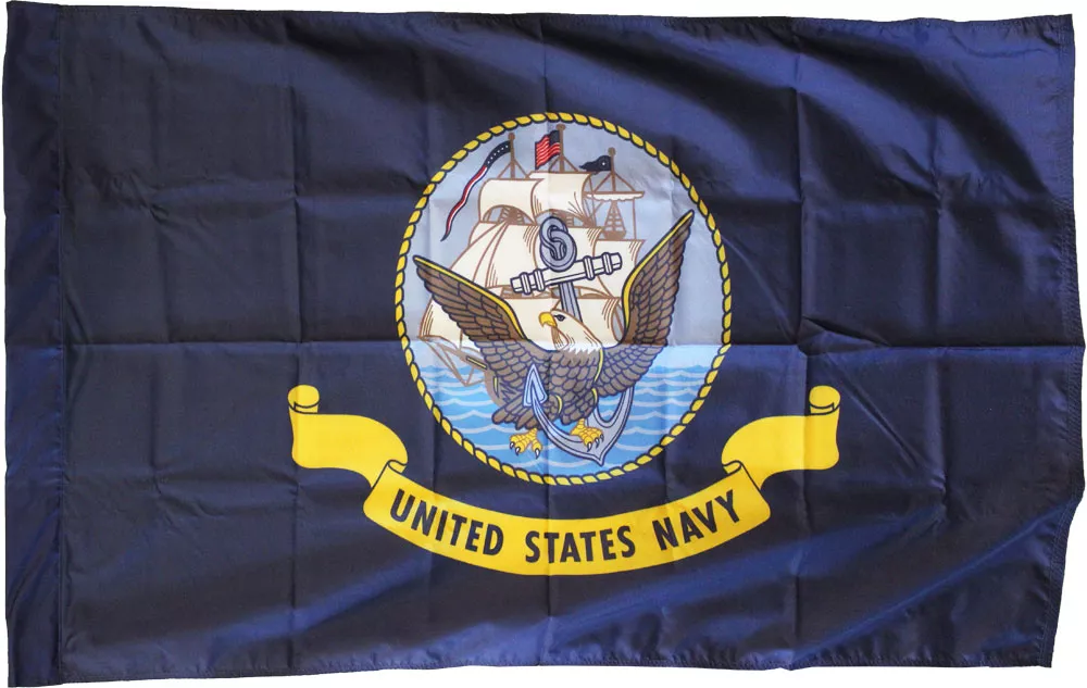Navy - 3'X5' Nylon Flag (Pole Hem) - Nylon, 3' x 5', Without Fringe, Pole Hem
