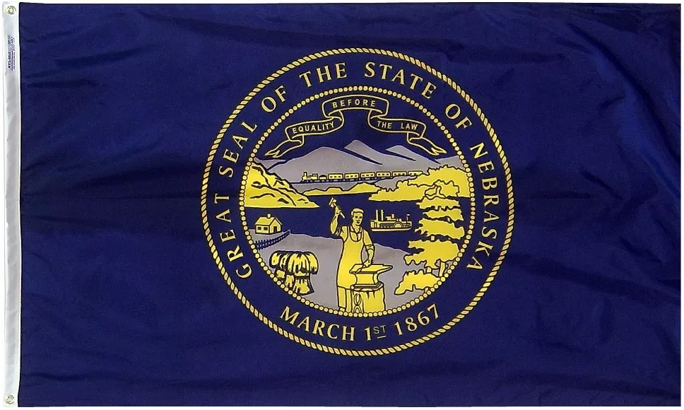 Nebraska - 4'X6' Nylon Flag - Nylon, Without Fringe, Grommets, Dyed