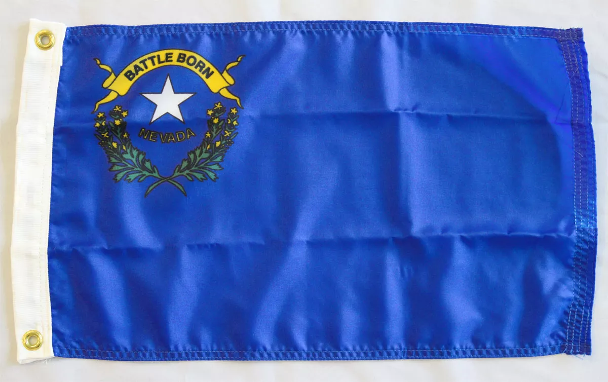 Nevada - 12"X18" Nylon Flag - Nylon, Without Fringe, Grommets, Dyed