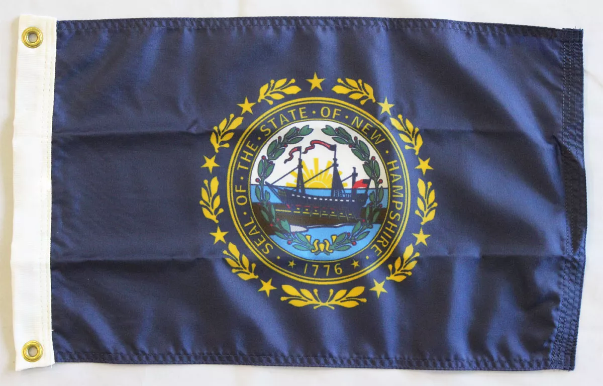New Hampshire - 12"X18" Nylon Flag - Nylon, Without Fringe, Grommets, Dyed