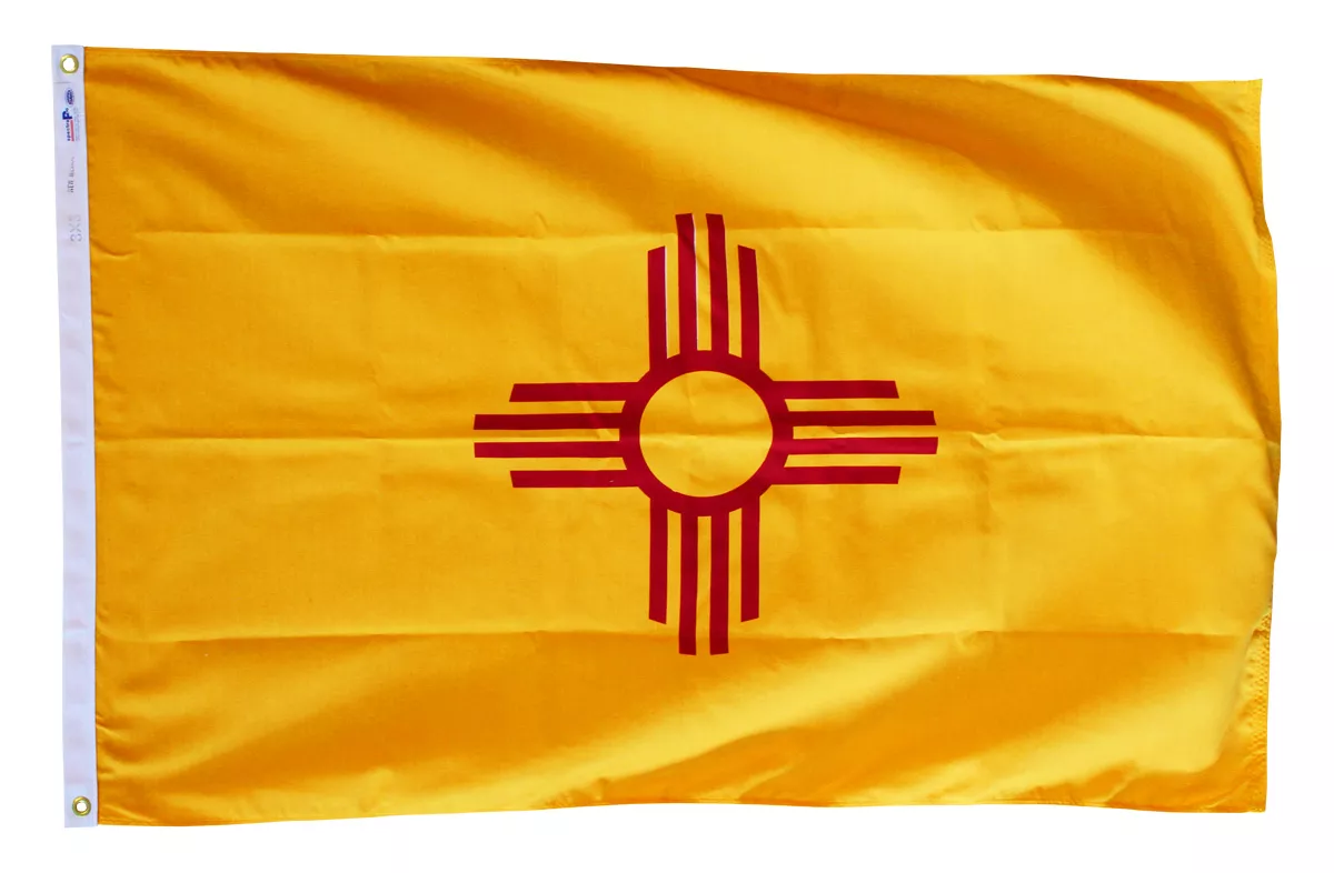 New Mexico - 3'X5' Heavy Duty 2-Ply Polyester Flag - Heavy Duty 2-Ply Polyester, 3' x 5', Without Fringe, Grommets, Dyed, Dyed