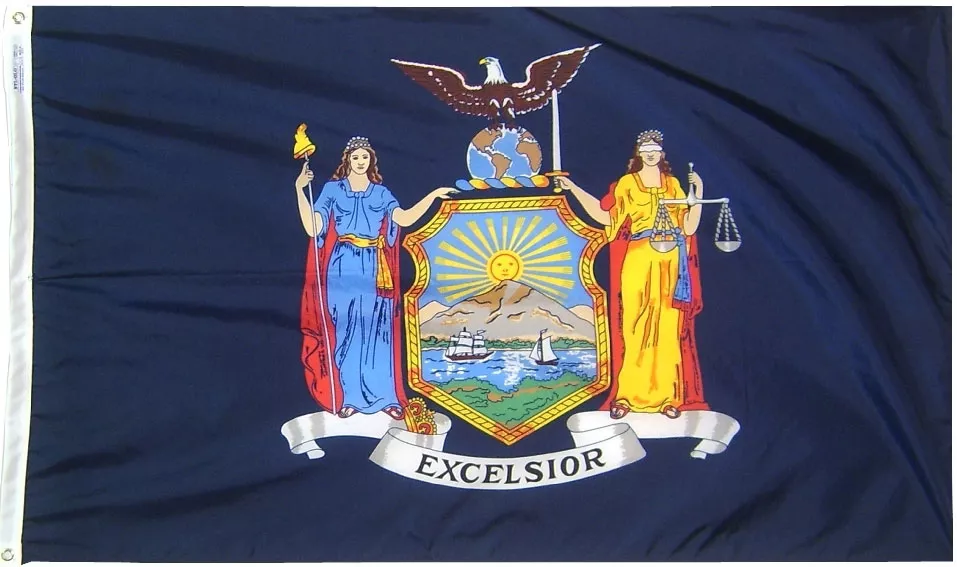 New York - 4'X6' Nylon Flag - Nylon, Without Fringe, Grommets, Dyed