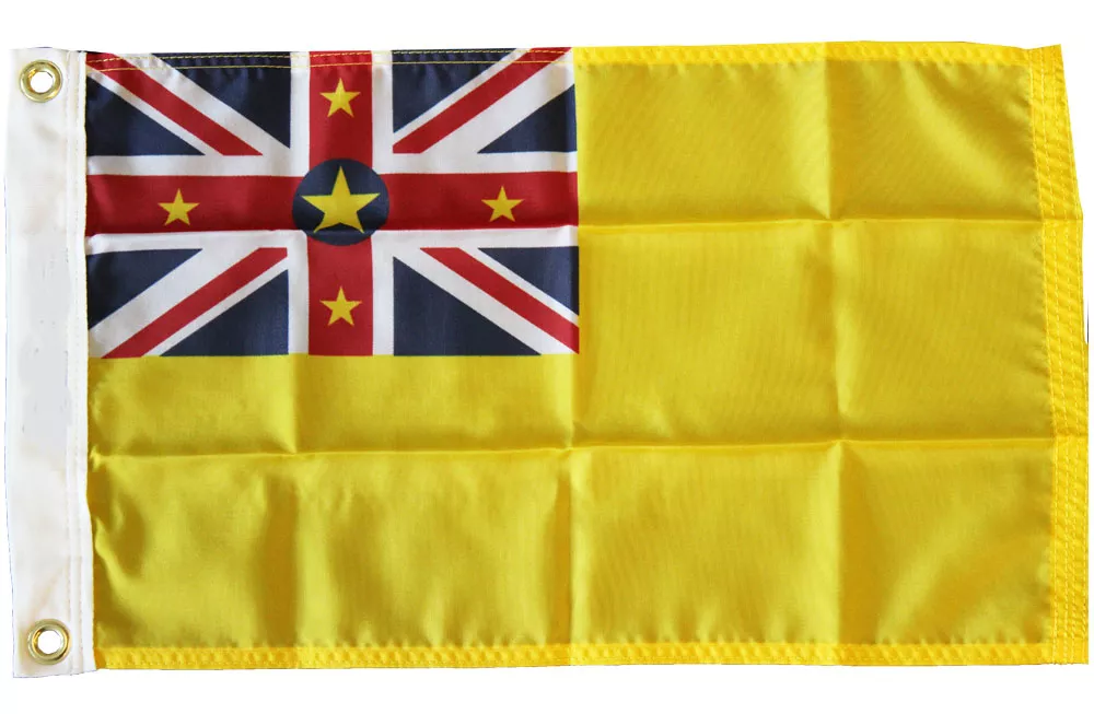 Niue - 12" x 18" Nylon Flag - Nylon, Without Fringe, Grommets
