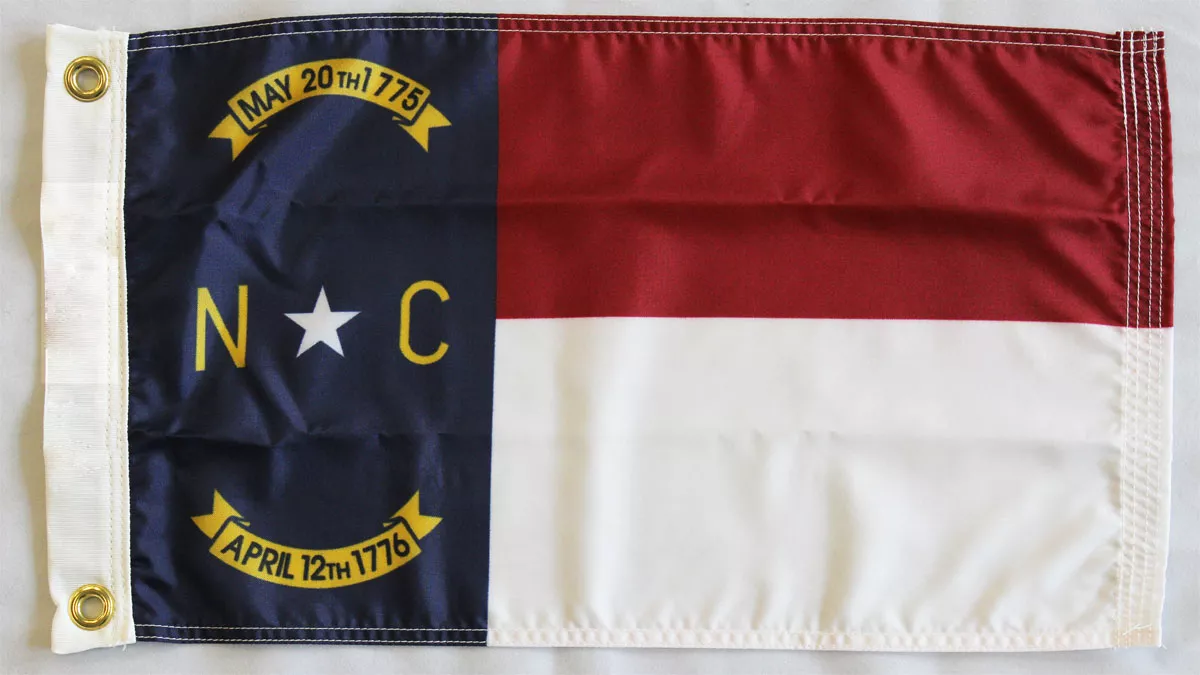 North Carolina - 12"X18" Nylon Flag - Nylon, Without Fringe, Grommets, Dyed