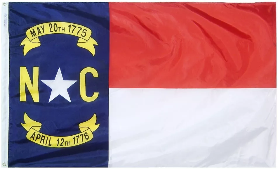 North Carolina - 5'X8' Nylon Flag - Nylon, Without Fringe, Grommets, Dyed