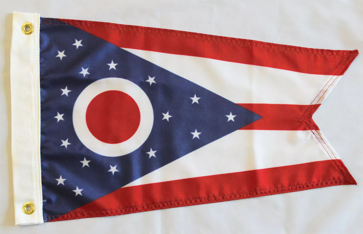 Ohio - 12"X18" Nylon Flag - Nylon, Without Fringe, Grommets, Dyed