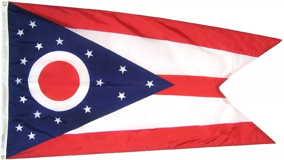 Ohio - 6'X10' Nylon Flag - Nylon, 6' x 10', Without Fringe, Grommets, Dyed