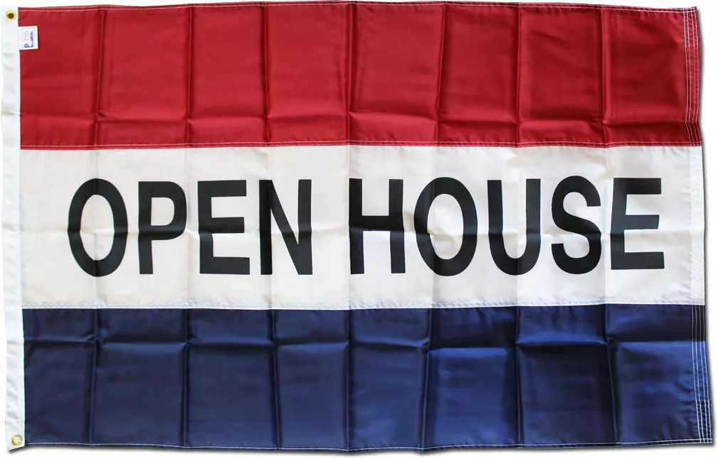 Open House - 3'X5' Nylon Flag - Nylon, 3' x 5', Without Fringe, Grommets