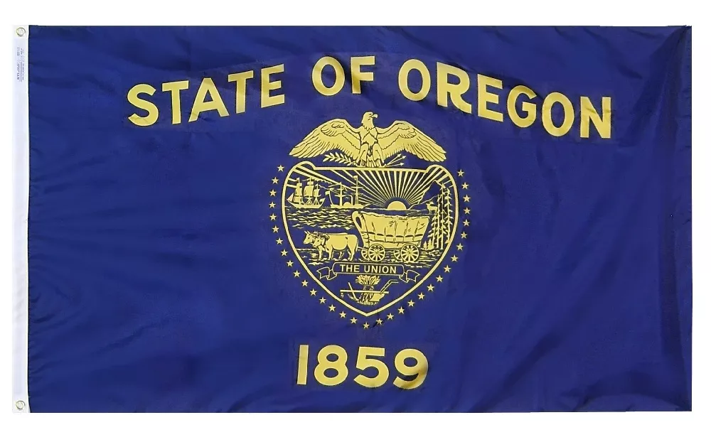 Oregon - 5'X8' Nylon Flag (Double-Sided) - Nylon, Without Fringe, Grommets, Dyed