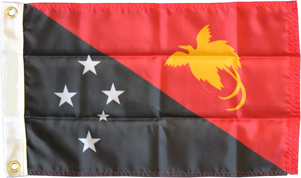 Papua New Guinea - 12" x 18" Nylon Flag - Nylon, Without Fringe, Grommets