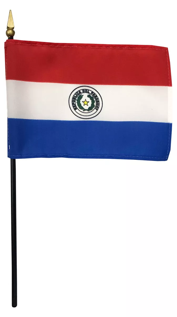 Paraguay (2013-present) - 4"X6" Stick Flag - 4" x 6", Without Fringe