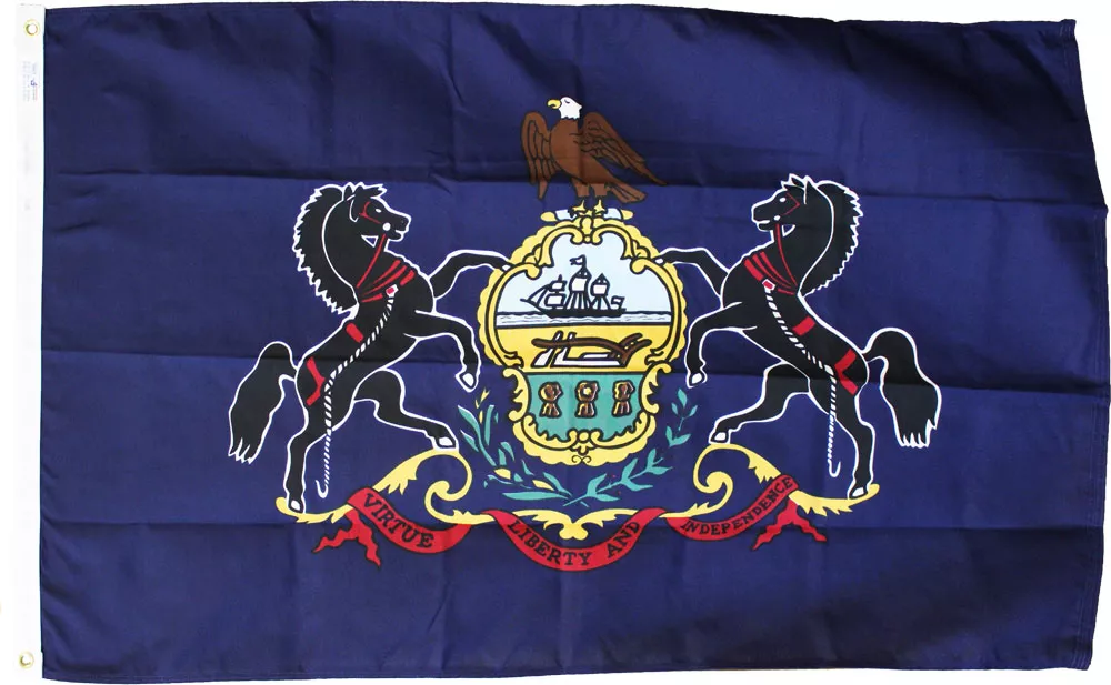 Pennsylvania - 3'X5' Heavy Duty 2-Ply Polyester Flag - Heavy Duty 2-Ply Polyester, 3' x 5', Without Fringe, Grommets, Dyed, Dyed