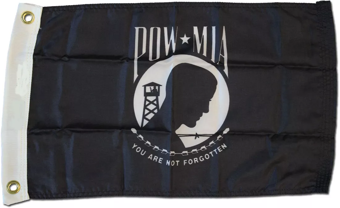 POW-MIA - 12"X18" Nylon Flag - Nylon, Without Fringe, Grommets