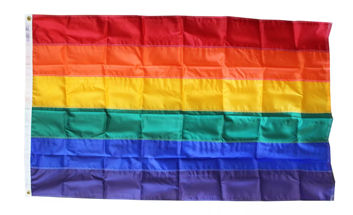 Rainbow (Pride) - 3'X5' Nylon Flag - Nylon, 3' x 5', Without Fringe, Grommets