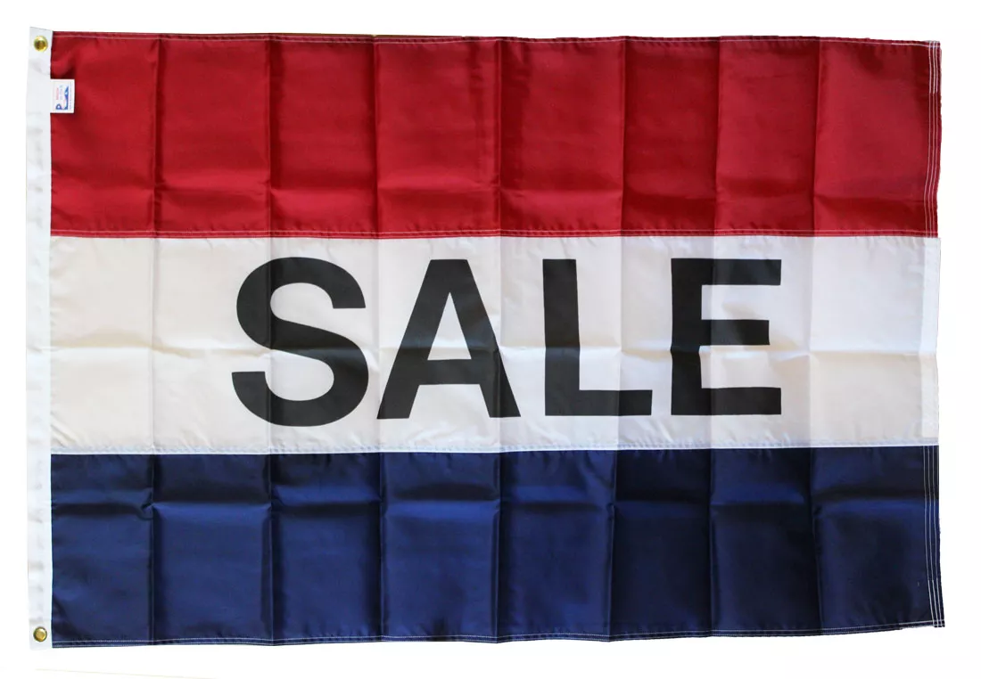 Sale - 3'X5' Nylon Flag (red/white/blue) - Nylon, 3' x 5', Without Fringe, Grommets