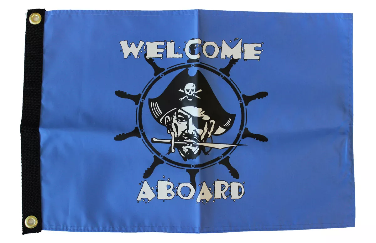 Sea Pirate - 12"X18" Nylon Flag - Nylon, Without Fringe, Grommets