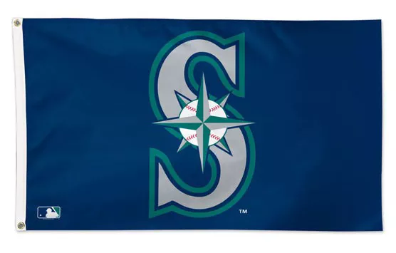 Seattle Mariners - 3' x 5' MLB Polyester Flag - Medium Knit Polyester, 3' x 5', Without Fringe, Grommets, Dyed