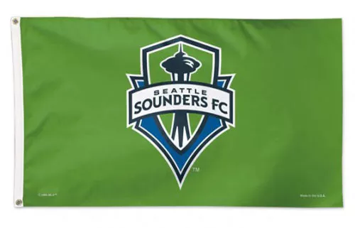 Seattle Sounders - 3' x 5' MLS Polyester Flag - Medium Knit Polyester, 3' x 5', Without Fringe, D-Rings, Dyed