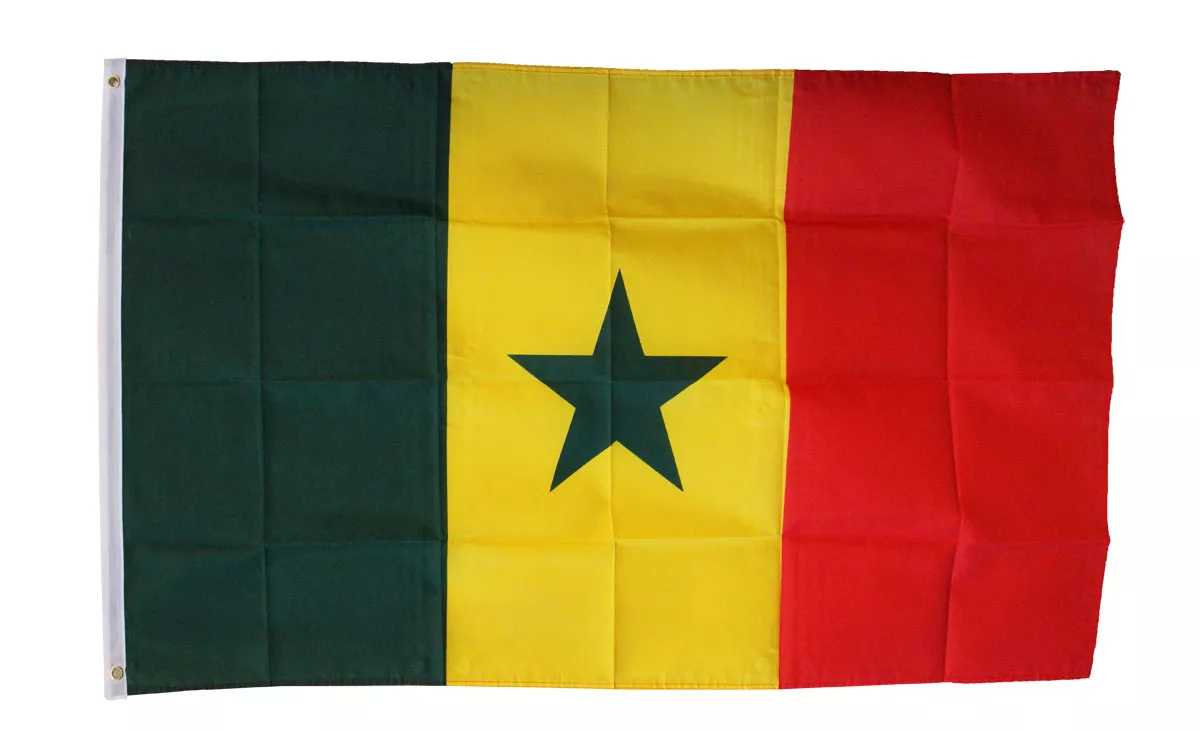 Senegal - 3'X5' Polyester Flag - Lightweight Polyester, 3' x 5', Without Fringe, Grommets