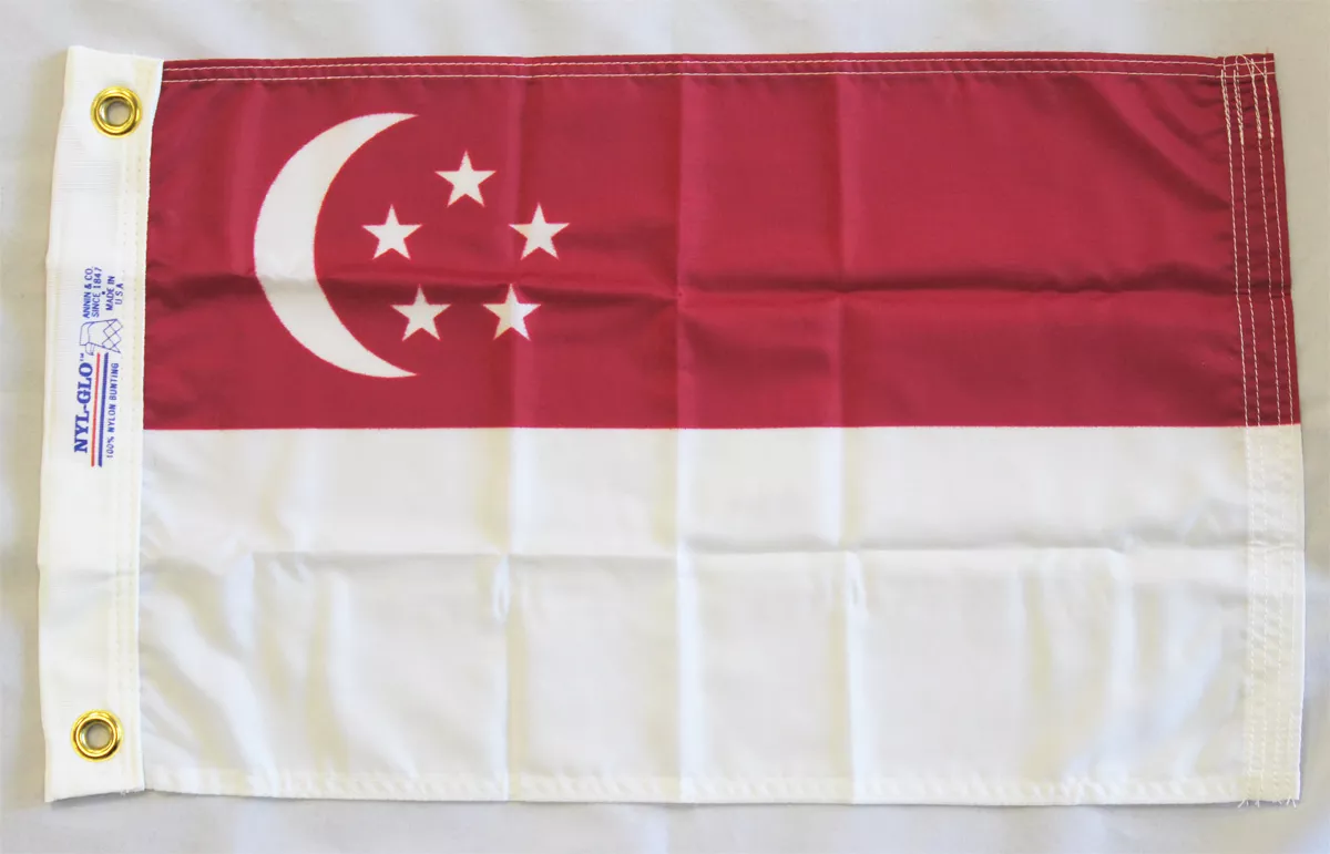 Singapore - 12"X18" Nylon Flag - Nylon, Without Fringe, Grommets