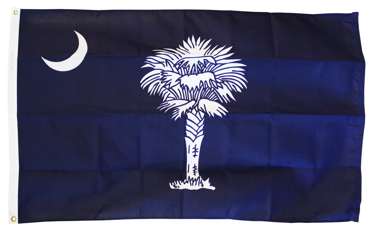 South Carolina - 3' x 5' Heavy Duty 2-Ply Polyester Flag - Heavy Duty 2-Ply Polyester, 3' x 5', Without Fringe, Grommets, Dyed, Dyed