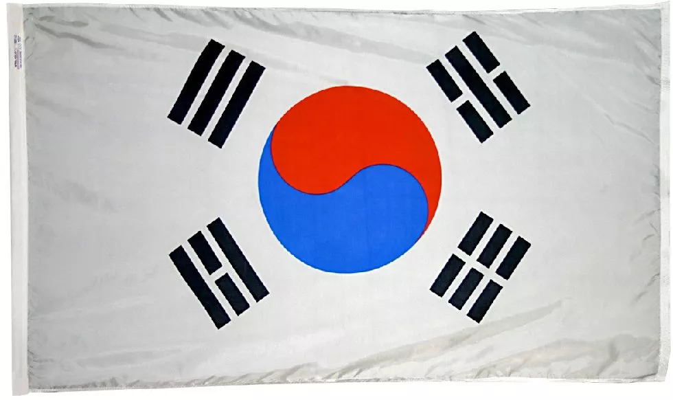 South Korea - 3'X5' Nylon Flag (Pole Hem) - Nylon, 3' x 5', Without Fringe, Pole Hem