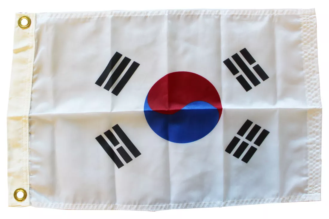 South Korea - 12"X18" Nylon Flag - Nylon, Without Fringe, Grommets