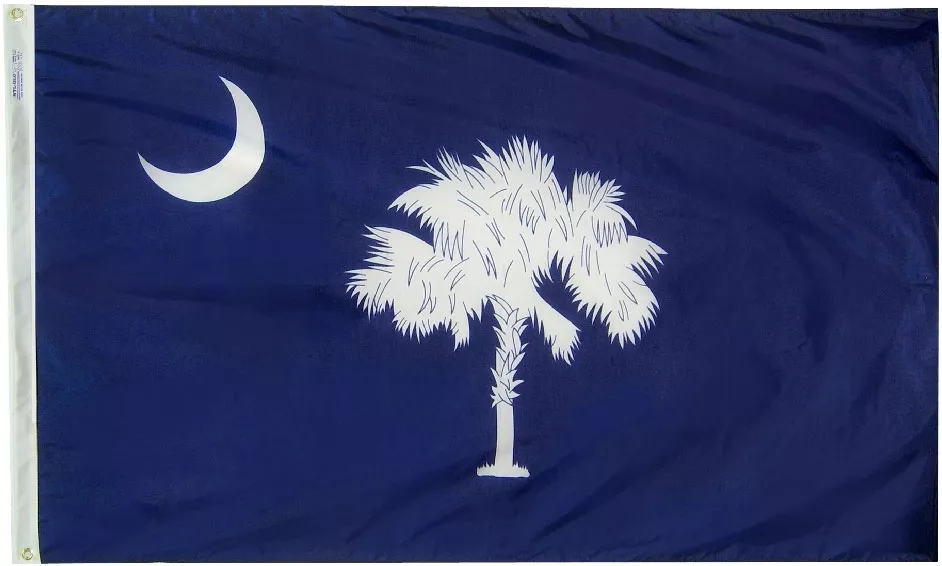 South Carolina - 2'X3' Nylon Flag - Nylon, Without Fringe, Grommets, Dyed