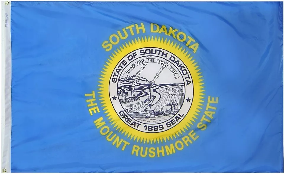 South Dakota - 5'X8' Nylon Flag - Nylon, Without Fringe, Grommets, Dyed
