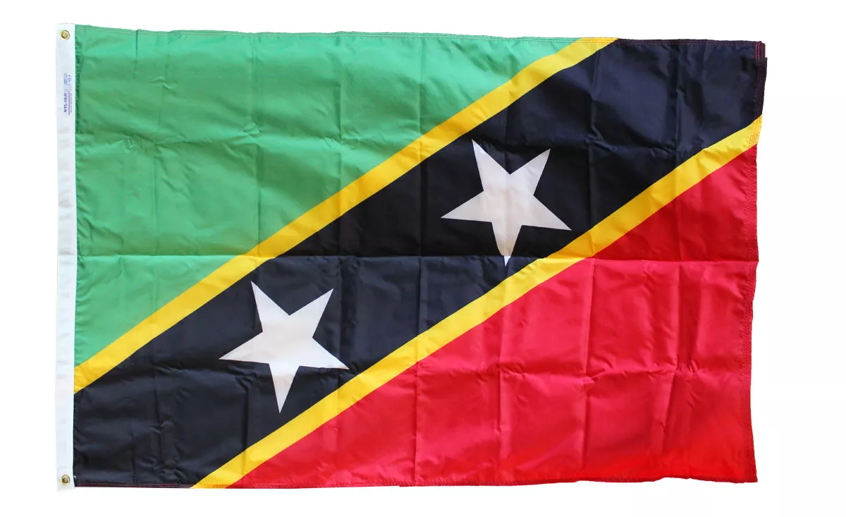 St. Kitts and Nevis - 2'X3' Nylon Flag - Nylon, Without Fringe, Grommets