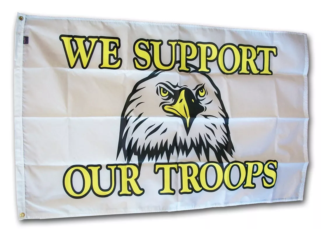 Support Our Troops - 3'x5' Nylon Flag (Eagle) - Nylon, 3' x 5', Without Fringe, Grommets