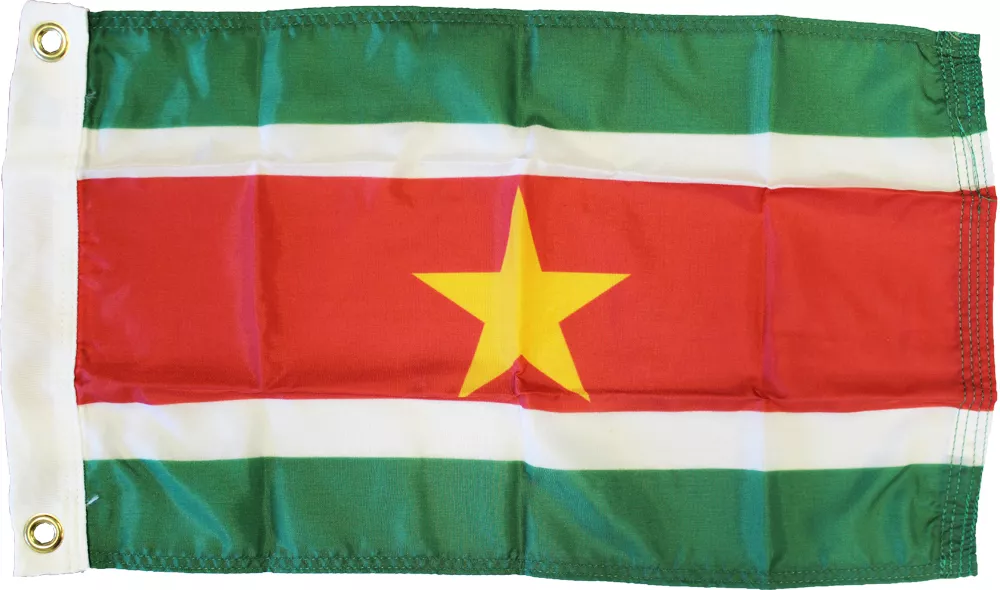 Suriname - 12"X18" Nylon Flag - Nylon, Without Fringe, Grommets