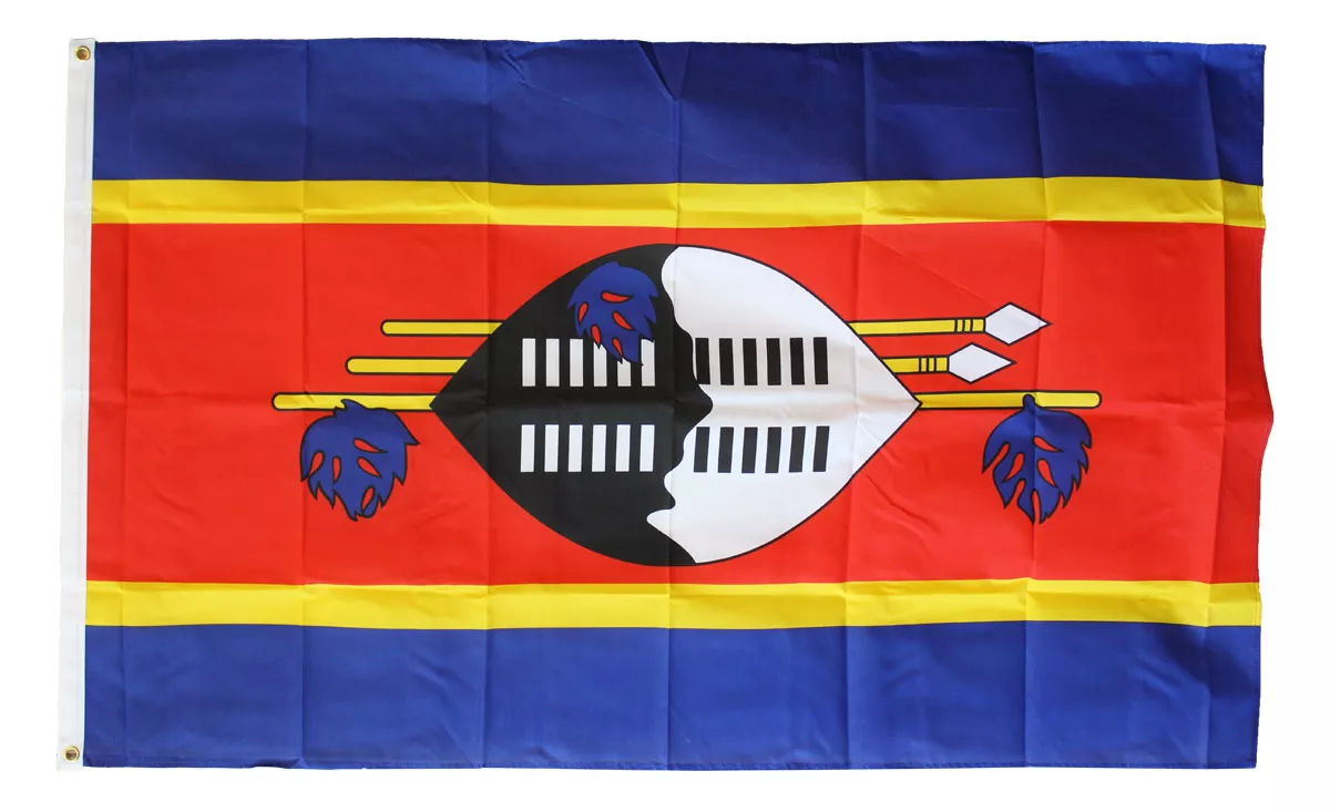 Swaziland (Eswatini) - 3'X5' Polyester Flag - Lightweight Polyester, 3' x 5', Without Fringe, Grommets