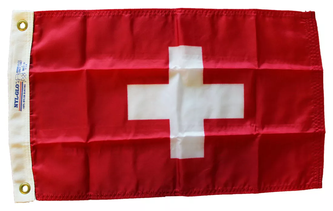 Switzerland - 12"X18" Nylon Flag - Nylon, Without Fringe, Grommets