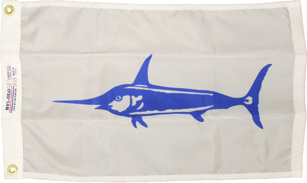Swordfish - 12"x18" Nylon Flag - Nylon, Without Fringe, Grommets