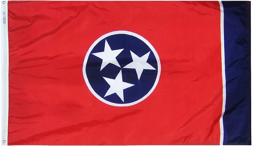 Tennessee - 2'X3' Nylon Flag - Nylon, Without Fringe, Grommets, Dyed