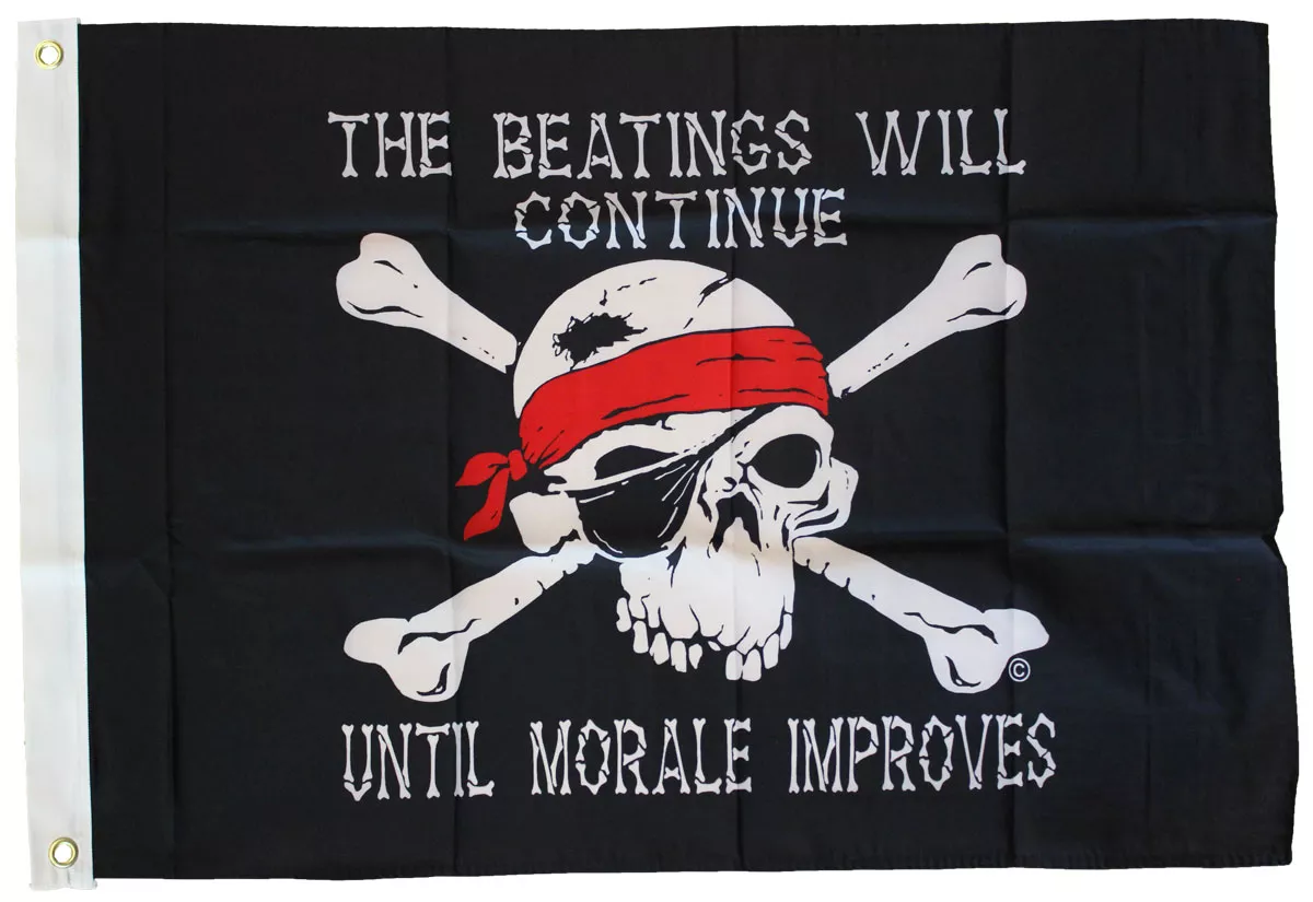 The Beatings Will Continue - 3'X5' Nylon Flag - Nylon, 3' x 5', Without Fringe, Grommets