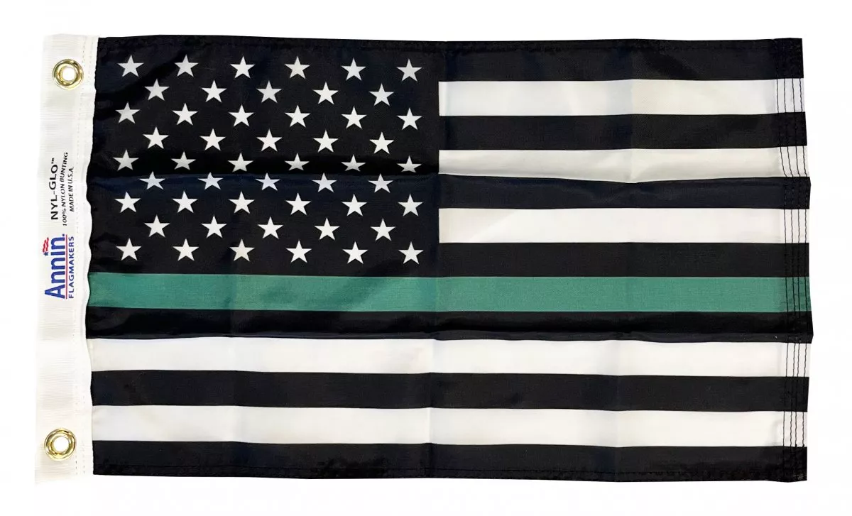 Thin Green Line (USA) - 12"X18" Nylon Flag - Nylon, Without Fringe, Grommets