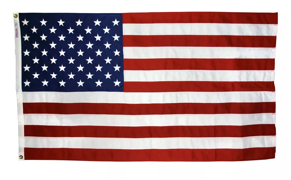 USA - 5' x 8' Heavy Duty 2-Ply Polyester Flag - Heavy Duty 2-Ply Polyester, Without Fringe, Grommets, Sewn / Embroidered, Sewn
