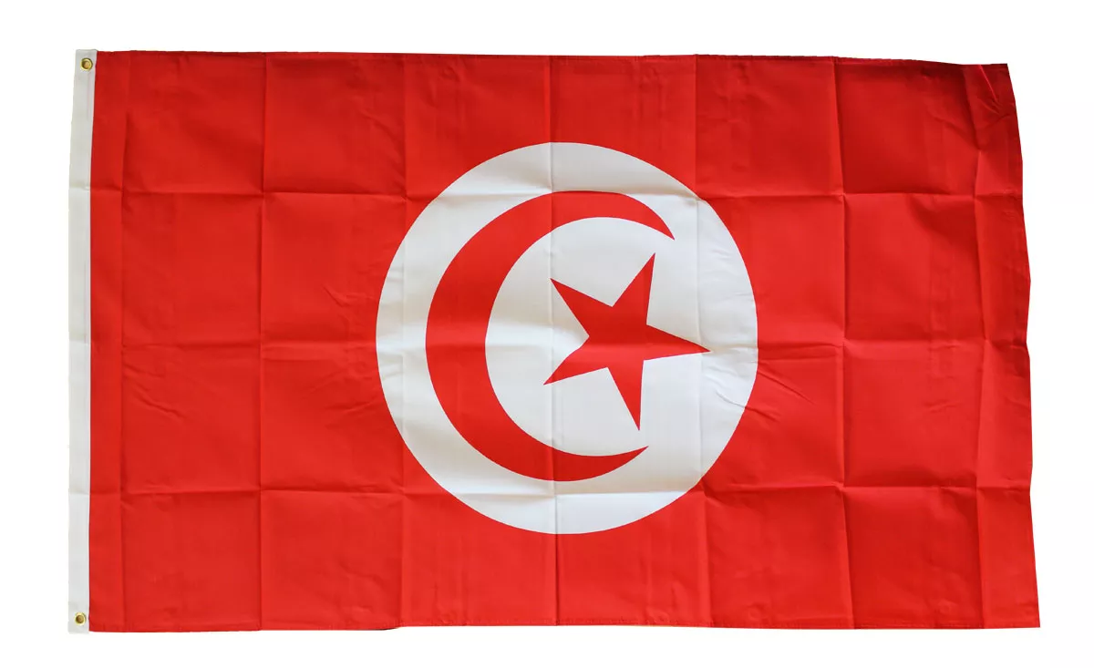 Tunisia - 3'X5' Polyester Flag - Lightweight Polyester, 3' x 5', Without Fringe, Grommets