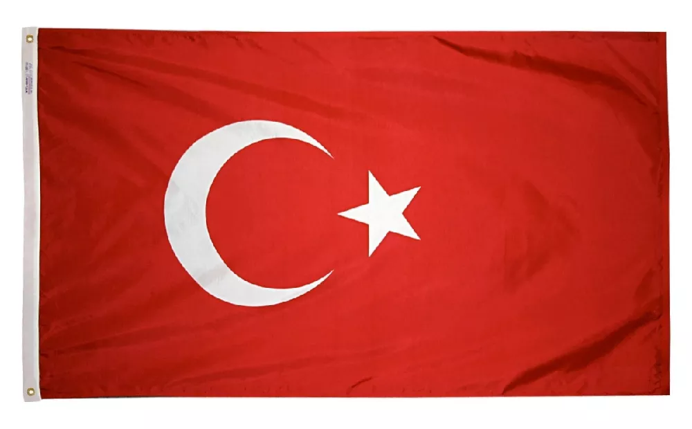 Turkey - 3'X5' Nylon Flag - Nylon, 3' x 5', Without Fringe, Grommets
