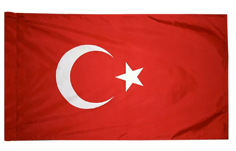 Turkey - 3'X5' Nylon Flag (Pole Hem) - Nylon, 3' x 5', Without Fringe, Pole Hem