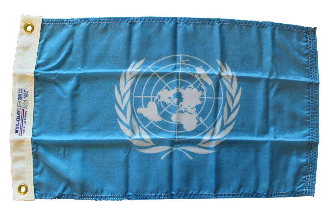 United Nations - 12"X18" Nylon Flag - Nylon, Without Fringe, Grommets