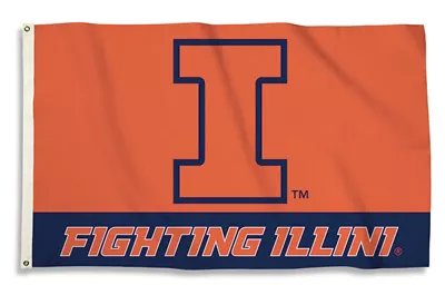 University of Illinois - 3' x 5' NCAA Polyester Flag - Medium Knit Polyester, 3' x 5', Without Fringe, Grommets, Dyed