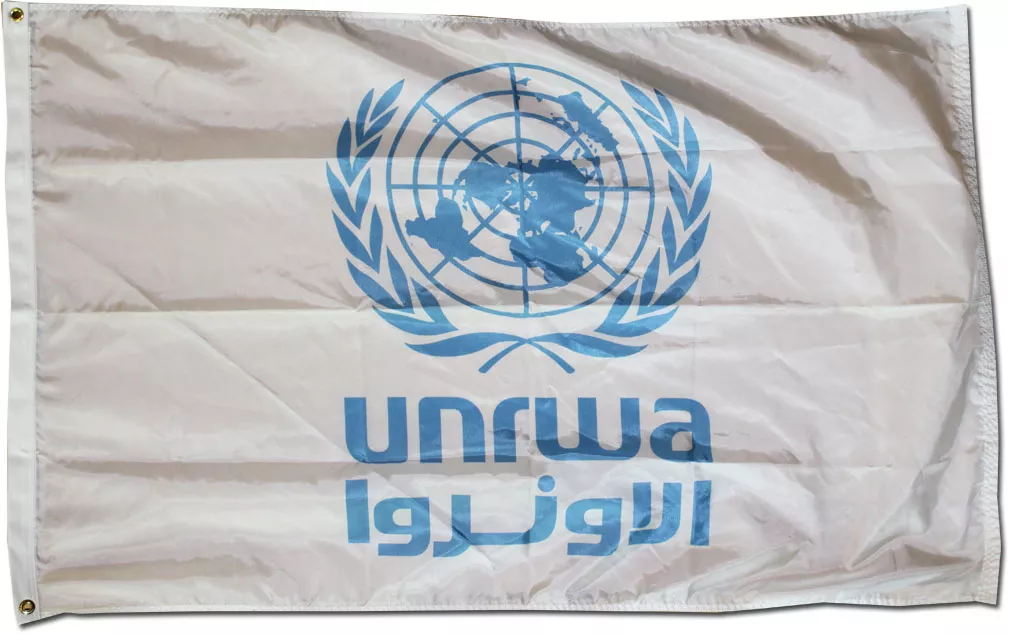 United Nations and Relief Works Agency (UNRWA) - 3'X5' Nylon Flag - Nylon, 3' x 5', Without Fringe, Grommets