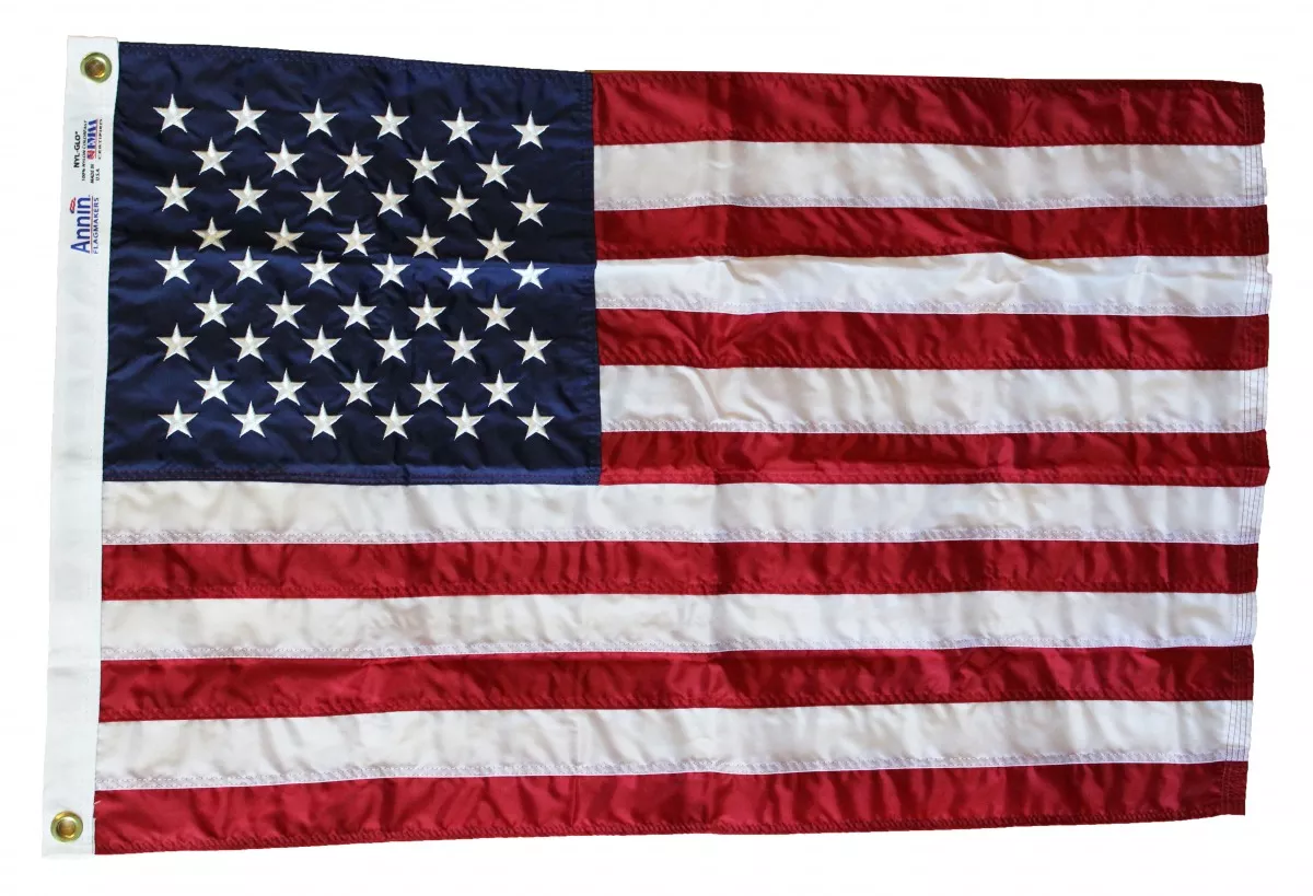 USA - 2'x3' Nylon Flag - Nylon, Without Fringe, Grommets, Sewn / Embroidered, Sewn
