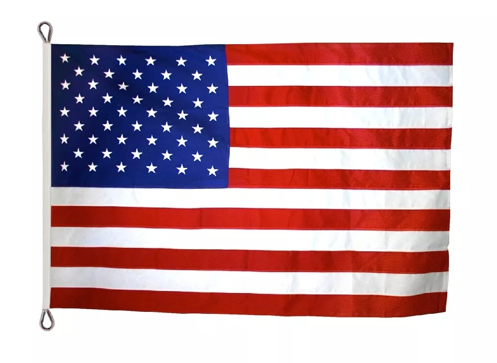 USA - 30' x 60' Heavy Duty 2-Ply Polyester Flag - Heavy Duty 2-Ply Polyester, 30' x 60', Without Fringe, Grommets, Sewn / Embroidered, Sewn